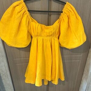 AMALIE Showpo Bright Yellow Off-Shoulder Mini Dress